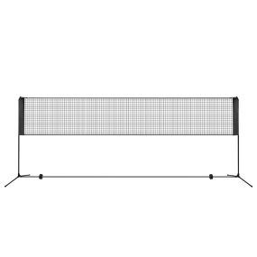 Red de bádminton portátil ajustable en altura con postes y bolsa de transporte 420 cm negro