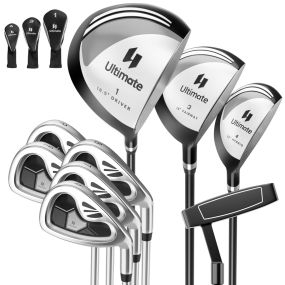 Set de 9 palos de golf con driver, madera 3#, híbrido 4#, hierros 6# 7# 8# 9#, P# y putter, fundas gris