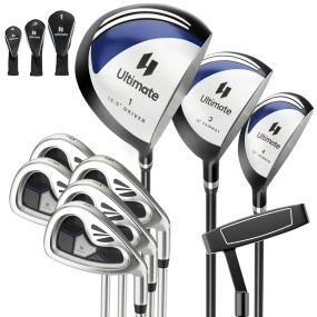 Juego completo de palos de golf de 9 piezas para hombre diestro con fundas azul