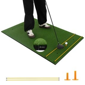 Tapete de golf 3 en 1 de hierba sintética con 2 tees 2 palos de alineación y 3 orificios 152 x 92 x 2,5 cm verde
