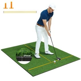 Tapete de hierba sintética de golf 3 en 1 con 2 tees 2 palos de alineación y 6 uds golf 152 x 117 x 2,7 cm verde
