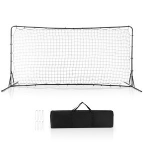 Red rebotadora de fútbol para todo clima con bolsa de transporte y 6 estacas 372,5x182,5 cm negro