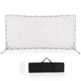 Red reboteadora de fútbol para todo clima con bolsa de transporte y 6 estacas 372,5x182,5 cm blanca
