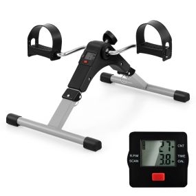 Mini bicicleta estática de pedal plegable con resistencia ajustable para piernas y brazos negro