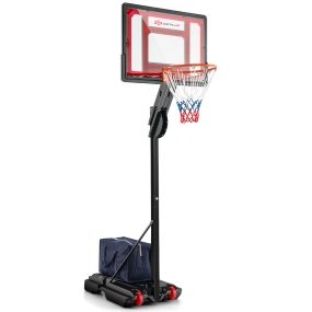 Sistema de soporte de canasta de baloncesto portátil todo clima con 10 alturas 1,55 m a 3,1 m rojo y negro