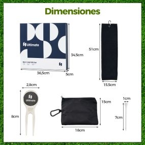 Juego completo de accesorios de golf azul para hombres y mujeres con pelotas, tees, toalla, cinturón y sombrero