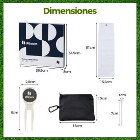 Juego completo de accesorios de golf unisex con pelotas tees toalla cinturón sombrero y herramienta blanco