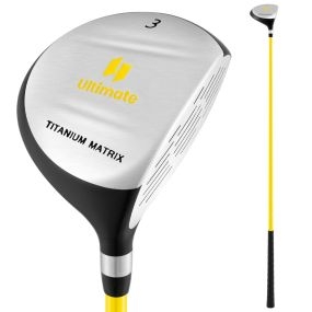Palo de golf junior 165CC madera calle #3 para niños 8-10 años 34" amarillo diestro con funda