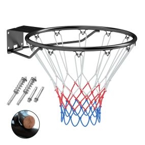 Aro de baloncesto de 45 cm de pared con doble resorte y red para interior y exterior