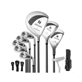 Juego completo de golf para mujer 460CC con driver, 3 fairway, 4 hybrid, hierros 6-9 y putter negro