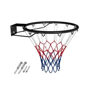 Aro de baloncesto de 45 cm de alta resistencia para pared con doble resorte y red negro