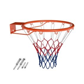 Aro de baloncesto de 45 cm de alta resistencia para pared con doble resorte y red naranja
