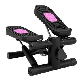 2 en 1 Mini Stepper Fitness Casa con Bandas de Resistencia Altura Ajustable Pedale Antideslizante con Pantalla 40 x 31 x 21,5 cm Negro