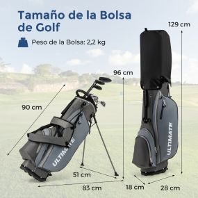 Juego de palos de golf para hombres zurdos con bolsa y soporte, driver #1, fairway #3, híbrido #4, hierros #6 7 8 9 y P, putter gris