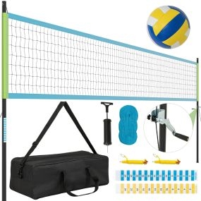 Set de Red de Voleibol Portátil para Exteriores Sistema de Red de Voleibol de Alta Resistencia con Postes Ajustables en Altura Verde