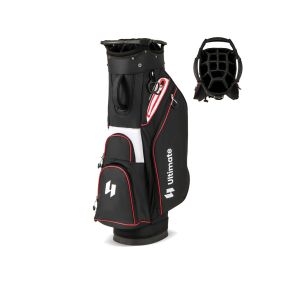 Bolsa de golf con 14 divisores y funda para la lluvia, 6 bolsillos con cremallera, negro