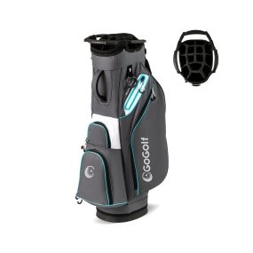Bolsa de golf con 14 divisores, funda para lluvia, 6 bolsillos con cremallera, porta toallas, gris