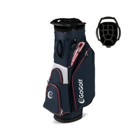 Bolsa de golf con 14 divisores y funda para la lluvia, 6 bolsillos con cremallera, porta toallas, azul