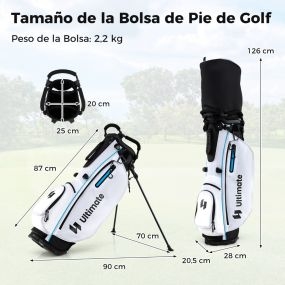 Juego completo de palos de golf para hombre con bolsa de soporte, driver 460CC, madera 3, híbrido, hierros 5 a S, putter, blanco