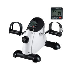 Mini bicicleta estática portátil para brazos y piernas con pantalla LCD blanca bajo escritorio