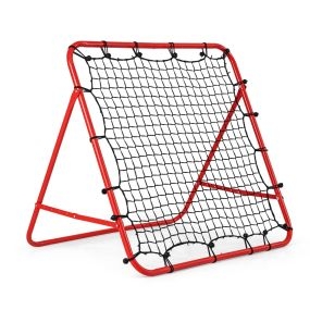 Red plegable para rebote de fútbol y voleibol ajustable para práctica de tiros y pases roja