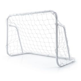Portería de fútbol para niños con red, metálica, portátil, blanca, para patio y jardín