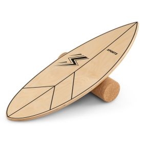Tabla de equilibrio de madera 11 capas 77 cm con rodillo de corcho para entrenamiento natural