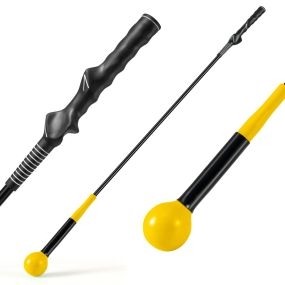 Palo de práctica de golf con cabeza pesada para entrenamiento de swing amarillo