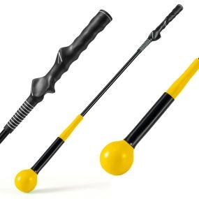 Palo de práctica de golf con cabeza pesada para ritmo flexibilidad y equilibrio amarillo
