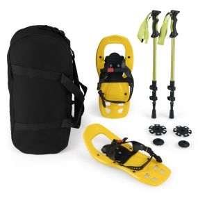 Raquetas de nieve para niños 42 cm con bastones telescópicos y bolsa de transporte amarillas