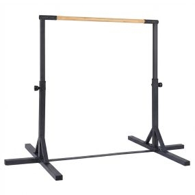 Barra de gimnasia ajustable 85-145 cm 12 niveles estructura metálica base antideslizante negro para 3+ años