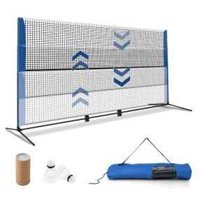 Juego de bádminton con red ajustable 510 cm, 2 volantes y bolsa de transporte para interior y exterior