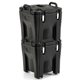 Calentador de alimentos portátil apilable 30 L de acero inoxidable con 2 asas y 4 ruedas negro