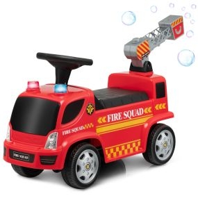 Coche Deslizante para Niños de 18-36 Meses Coche de Bomberos con Burbujas Faros y Sonidos de Sirena y Música 86 x 28 x 48,5 cm Rojo