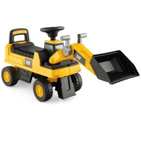 Excavadora para niños 1-3 años con cubo ajustable, claxon, respaldo seguro y neumáticos antideslizantes amarillo
