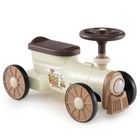 Correpasillos coche con volante y botón de silbato, almacenamiento, beige, 19-36 meses