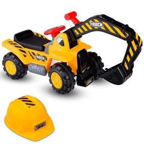 Excavadora de juguete para niños con asiento, ruedas y casco 84 x 45 x 30 cm