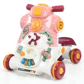 Caminador 3 en 1 para niños 6-36 meses con luces y música rosa 46 x 46 x 46 cm