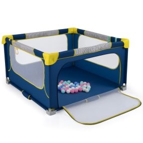 Parque infantil bebé con 50 bolas oceánicas y 4 agarraderas 127 x 127 x 72,5 cm azul