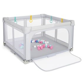 Parque infantil bebé con 50 bolas oceánicas y 4 agarraderas 127 x 127 x 72,5 cm gris
