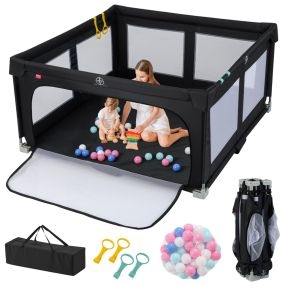 Parque infantil bebé con 50 bolas oceánicas y 4 agarraderas 150 x 150 x 76,5 cm negro