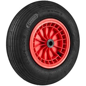 Juego de 1 480/400-8 Neumático y Rueda para Carretilla de Goma de 40 cm con Rodamiento de 2 cm y Cubo Centrado de 88 cm Neumático Rojo