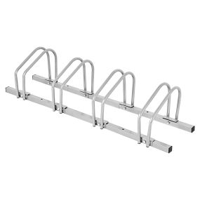 Aparcamiento para 4 Bicicletas para Suelo Ciclismo Soporte Metal para Hogar Centro Comercial Estacionamiento 120 x 32,5 x 26 cm Gris