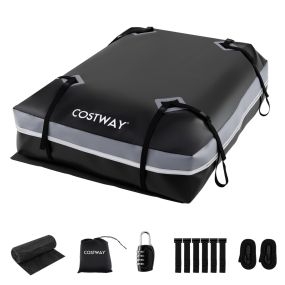 Bolsa de Techo para Coche Universal Impermeable de PVC 600L con 6 Ganchos 10 Correas Bandas Reflectantes y Bolsa Transporte Gris