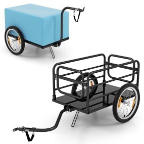 Remolque de Carga para Bicicletas con Marco Plegable Funda de Tela Acoplador Versátil Ruedas Inflables de 40 CM para Camping