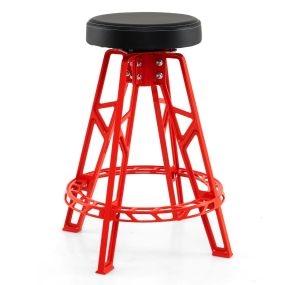 Taburete Mecánico Alto Silla de Garaje de Aluminio con Asiento Giratorio de 360° Taburete Acolchado con Reposapiés para Taller Sala Rojo