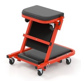 Silla de Garaje de 102 cm Mecánico Plegable de 2 en 1 con Asiento Acolchado y 6 Ruedas Convertible en Banco Automotriz para Taller Negro
