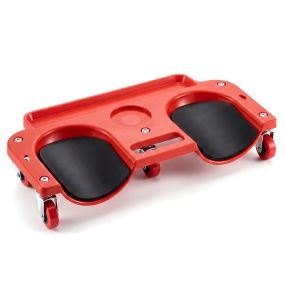 Rodillera de Taller con Ruedas y Bandeja Portaherramientas Almohadillas EVA Cómodas Resistentes Capacidad 136 kg 50 x 25,5 x 9 cm Rojo