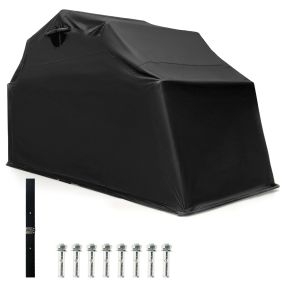 Tienda para Motocicletas Cobertizo de Almacenamiento con Cubierta de Tela y Ventanas de Malla Enrollables 345 X 137 X 190 cm Negro