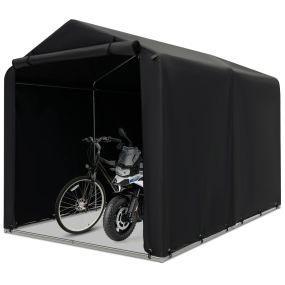 Funda para Bicicleta Exterior con Puerta Enrollable con Cremallera Refugio de Garaje Portátil para Herramientas 160 x 218 x 164 cm Gris